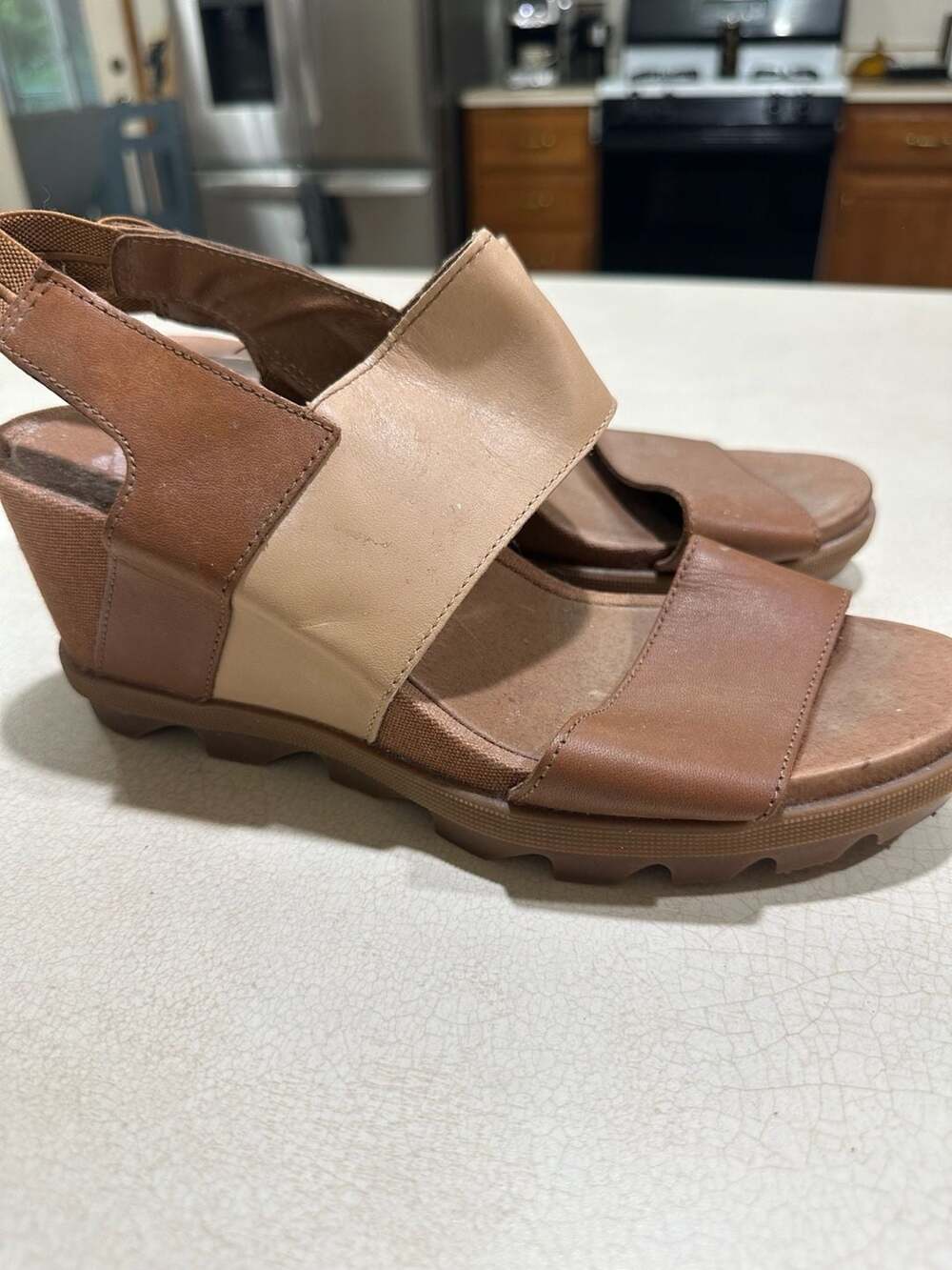 Sorel Women's Joanie II Slingback Wedges in Camel Brown size 8